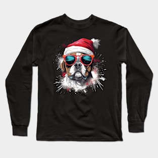 Magical Christmas French Bulldog in the snow: cute four-legged friend with festive hat Long Sleeve T-Shirt